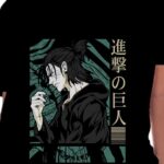 Cotton Black Anime Graphic Printed Oversized T-shirt