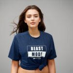 Polyester Navy Blue Beast Mode T-shirt